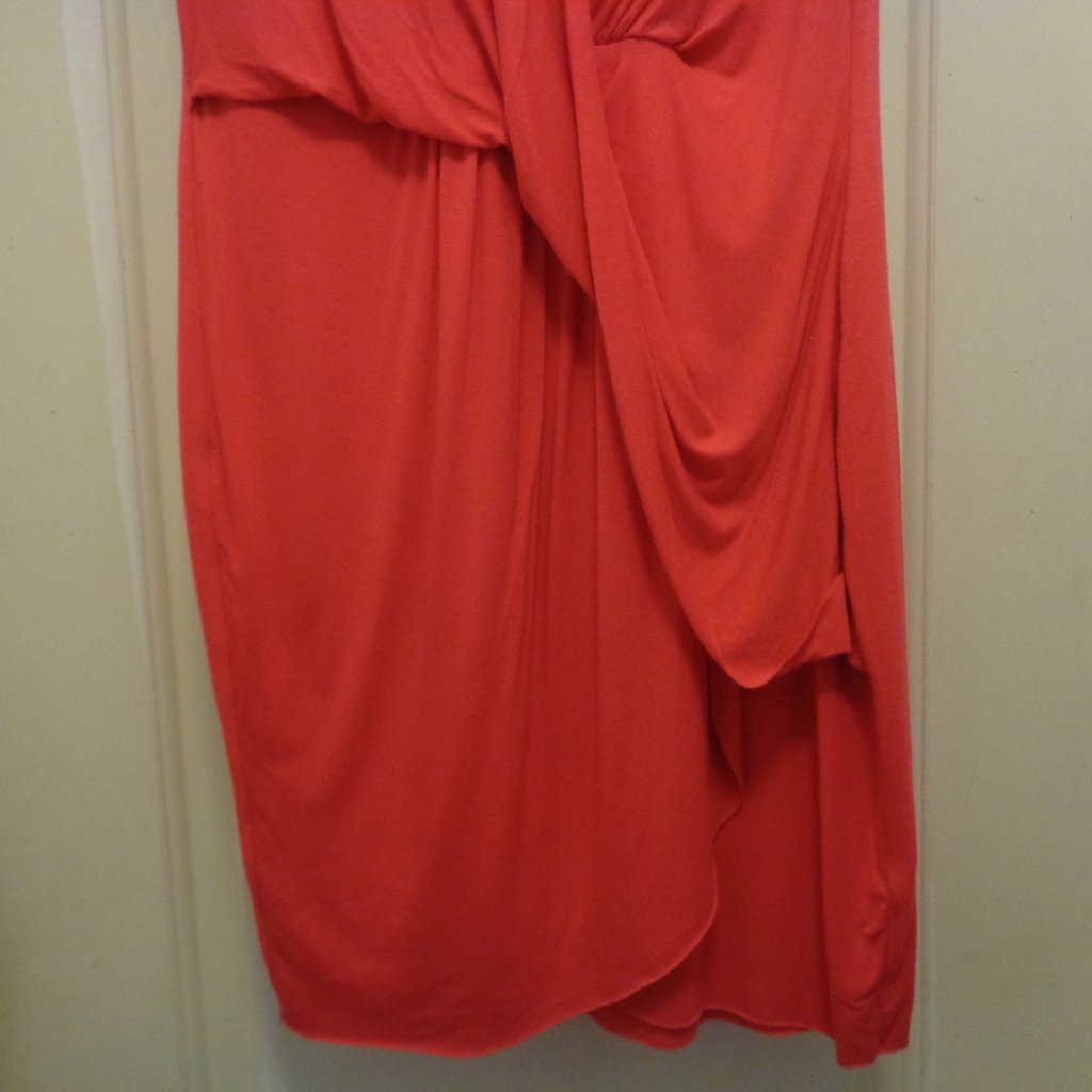 Bfho Nwt Greek Style Short Pink Red Draped Dress L — image 3 of 5